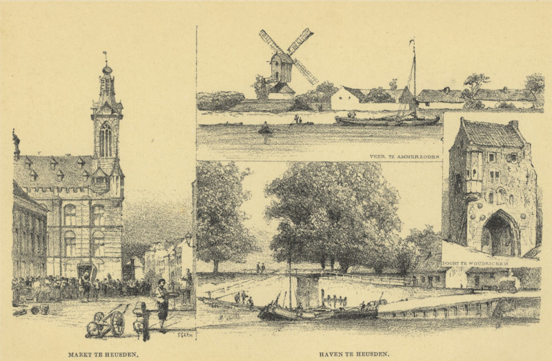 Markt te Heusden, Haven te Heusden, Veer te Ammerzoden by P.A. Schipperus