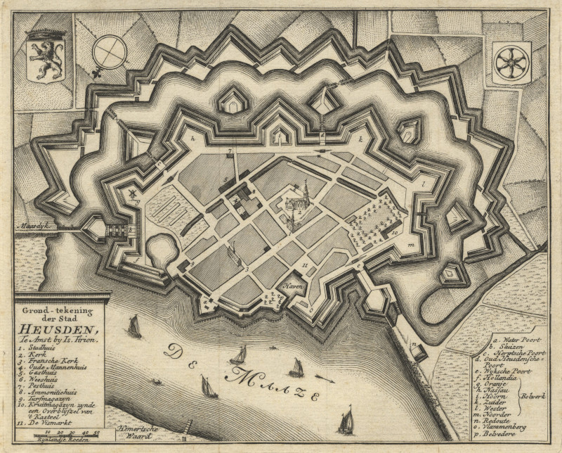 Grond-tekening der Stad Heusden by I. Tirion