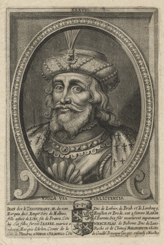 print Jean dict le Triomphant, III, du nom Duc de Lothier, de Brab. et de Limbourg by Coenraet Waumans