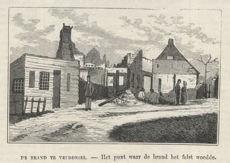 De brand te Velddriel - Het punt waar de brand het felst woedde. by nn