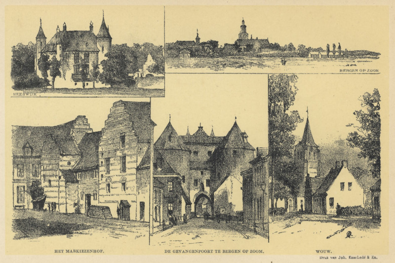 Heeswijk, Bergen op Zoom, het Markiezenhof, de Gevangenpoort, Wouw by P.A. Schipperus