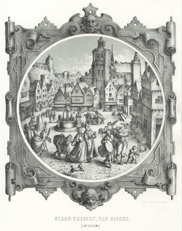 Stads-gezicht, van binnen (16e eeuw) by Emrik & Binger
