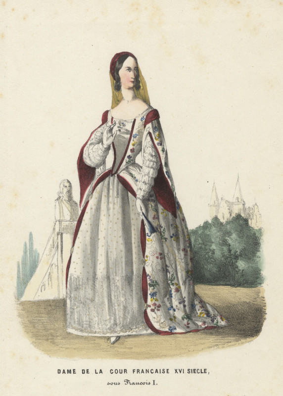 print Dame de la cour Francaise XVI siecle, sous Francois I  by E. Spanier