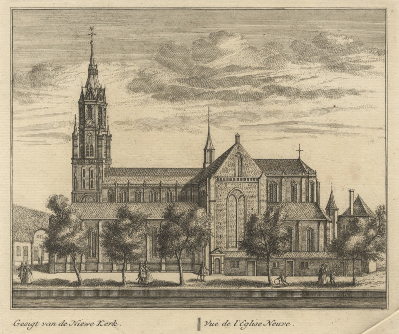 Gesigt van de Niewe Kerk; Vue de l´Eglise Neuve by L. Schenk naar A. Rademaker
