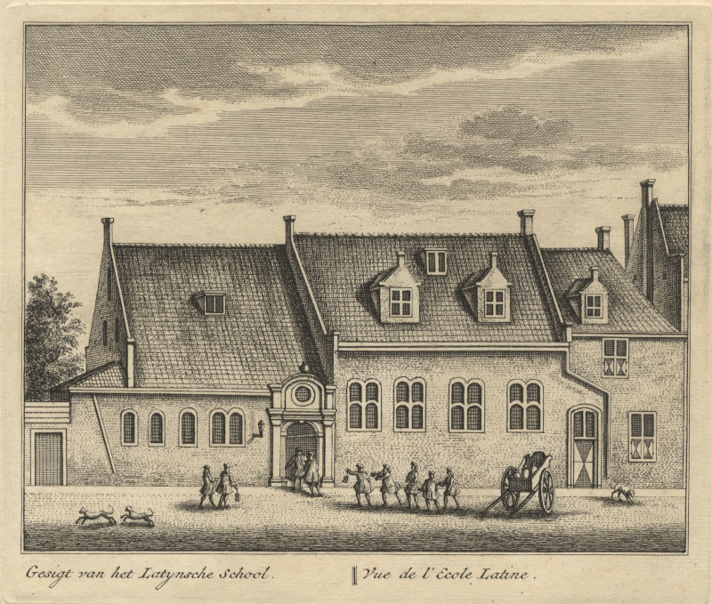 Gesigt van het Latynsche School; Vue de l´Ecole Latine by L. Schenk naar A. Rademaker