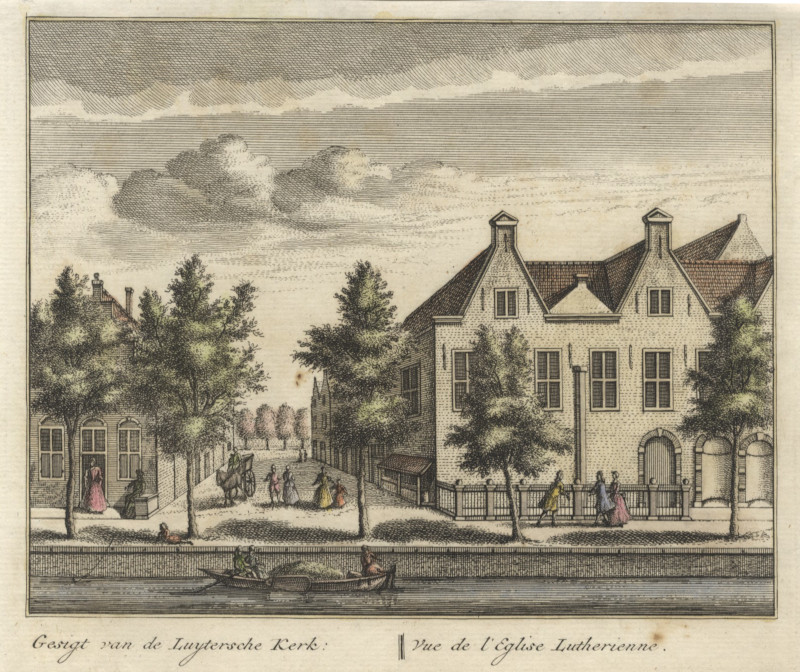 Gesigt van de Luytersche Kerk; Vue de l´Eglise Lutherienne by L. Schenk naar A. Rademaker