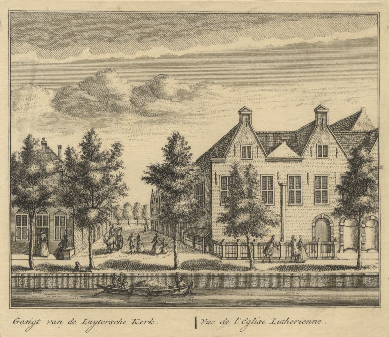 Gesigt van de Luytersche Kerk; Vue de l´Eglise Lutherienne by L. Schenk naar A. Rademaker