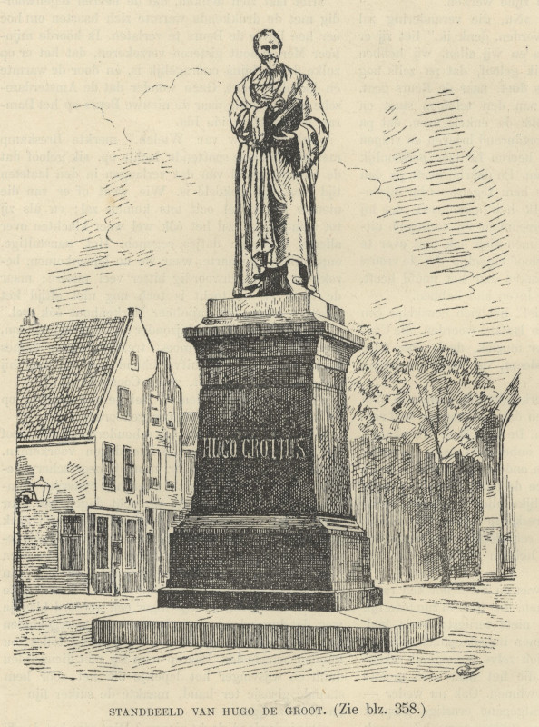 print Standbeeld van Hugo de Groot by nn