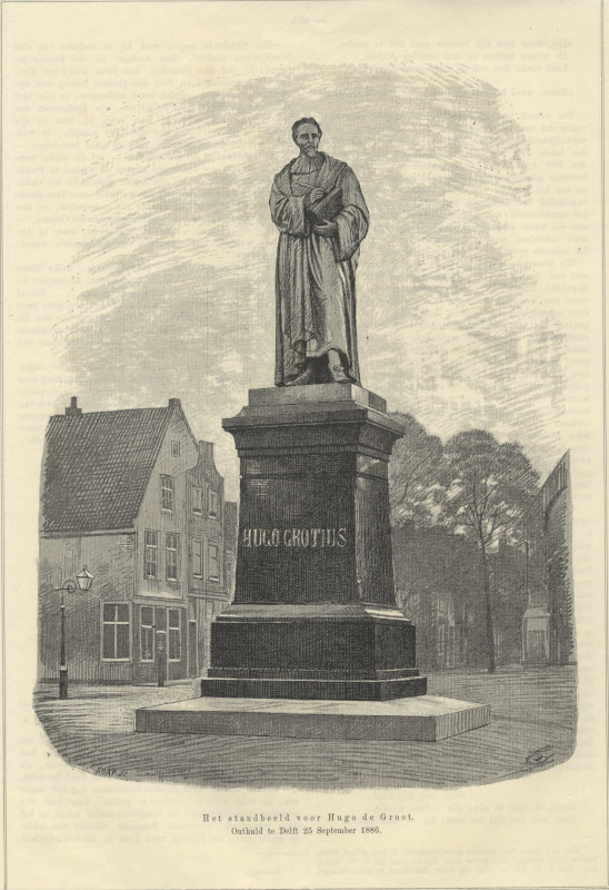 print Het standbeeld voor Hugo de Groot. Onthuld te Delft 25 september 1886 by S. Gap