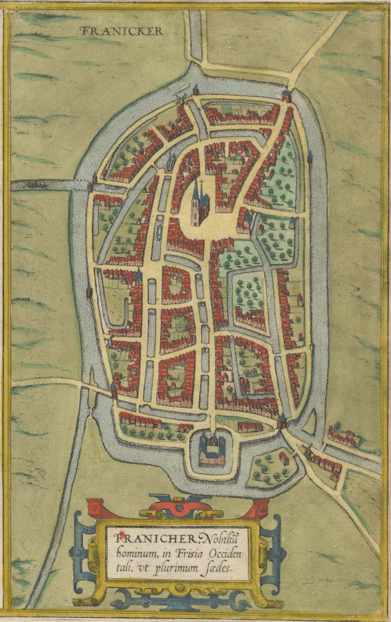 plan Franicher, Nobiliu hominum, in Frisia Occidentali, ut Plurimum saedes by G. Braun, F. Hogenberg