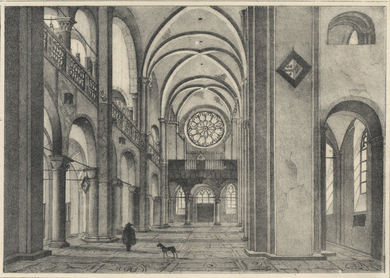 De st. Mariakerk te Utrecht, van binnen by v. Abrahams naar P. Saenredam
