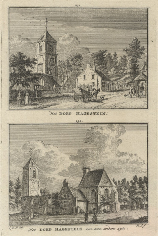 view Het dorp Hagestein; het dorp Hagestein van eene andere zyde by H. Spilman naar J. de Beijer