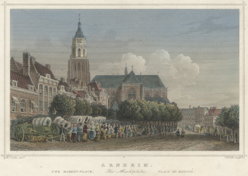 Arnheim, The Market-Place, Der Marktplatz, Place du Marche by J.M. Kolb, W.J. Cooke