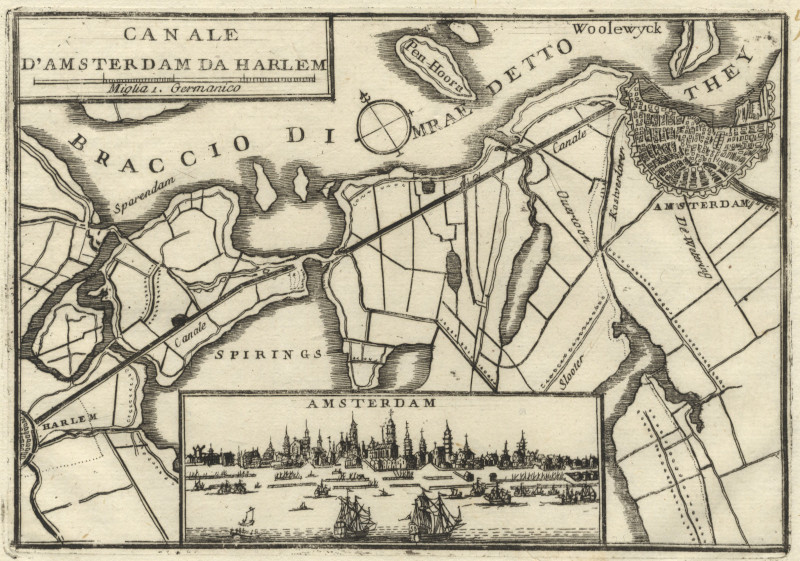 Canale d&acute;Amsterdam da Harlem by V. Coronelli