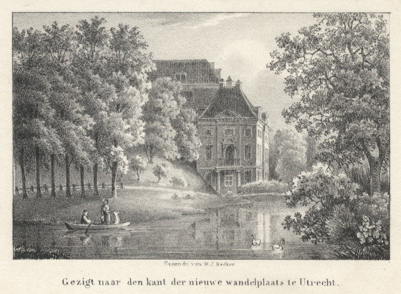 Gezigt naar den kant der nieuwe wandelplaats te Utrecht by H.J. Backer