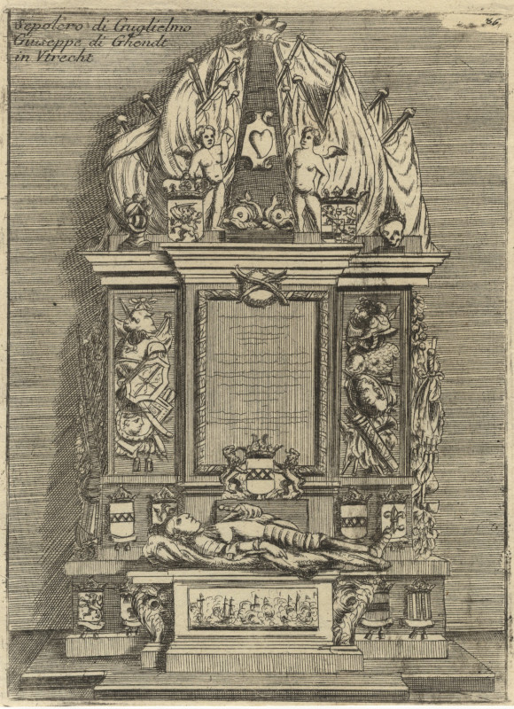 view Sepolcro di Guglielmo Giuseppe di Ghendt in Utrecht by P. Coronelli