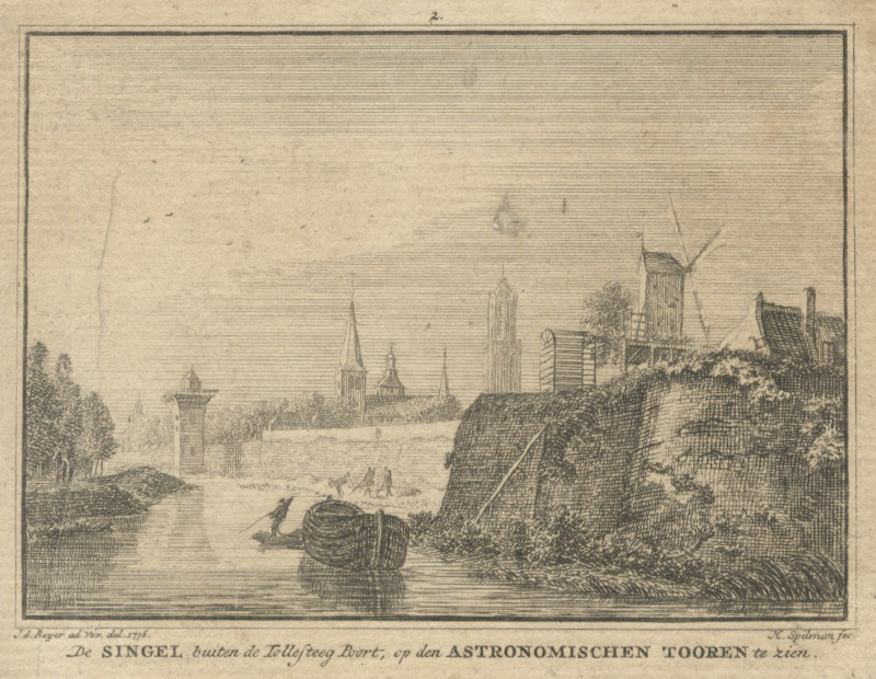 De Singel, buiten de Tollesteeg Poort, op den Astronomischen Tooren te zien by H. Spilman naar J. de Beijer