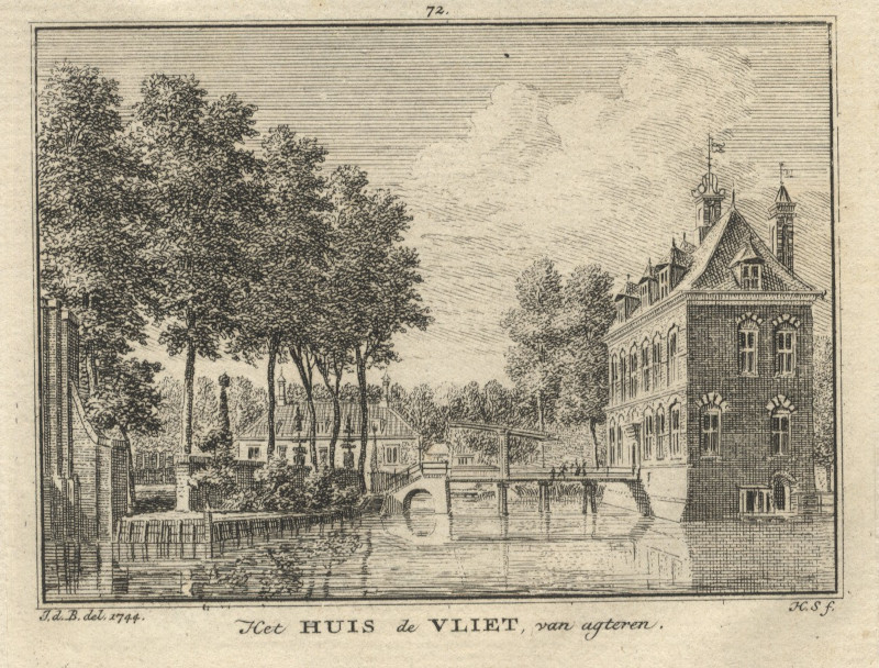Het Huis de vliet, van agteren by H. Spilman, naar J. de Beijer