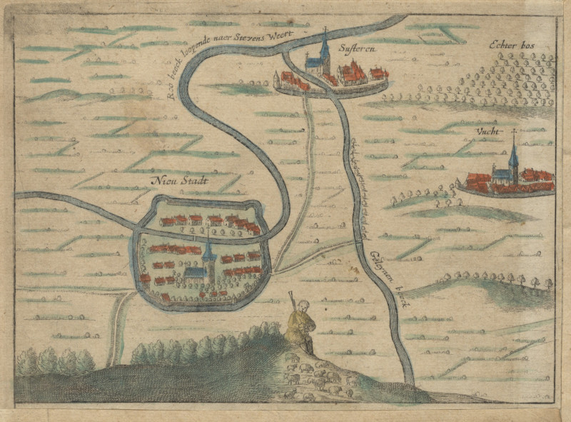 Nieustadt, Susteren, Vucht by van Geelkercken, J. Blaeu