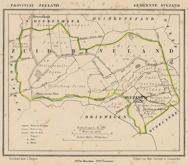 map communityplan Gemeente Ovezand (nu Ovezande) by J Kuyper