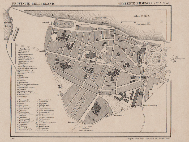 Nijmegen (plattegrond der stad) by Kuyper (Kuijper)