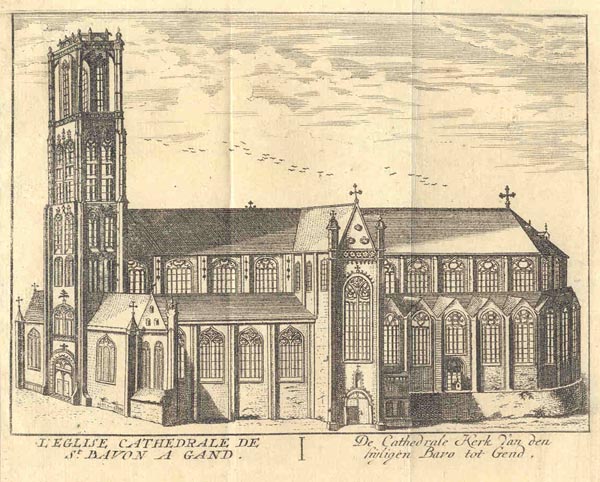 view L´ eglise cathedrale de st Bavon a Gand. De Cathedrale kerk van den Hijligen Bavo to Gend by J. Harrewijn