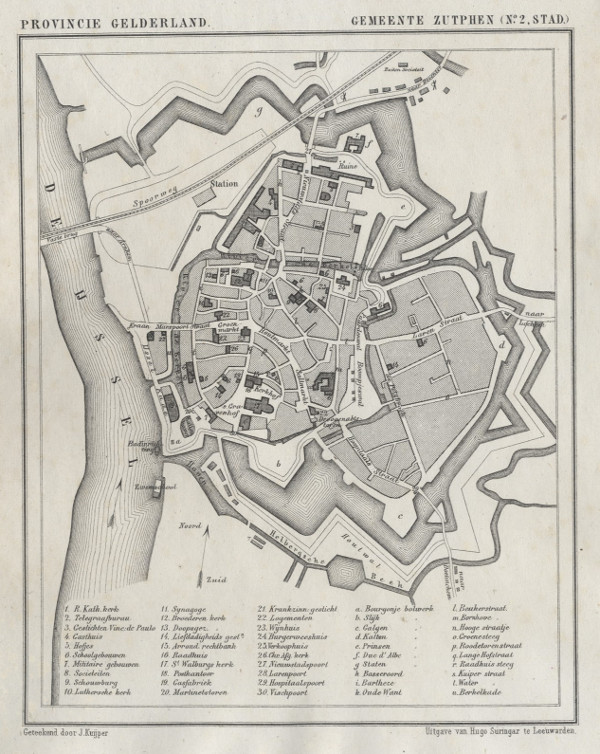 map communityplan Zutphen (plattegrond der stad) by Kuyper (Kuijper)