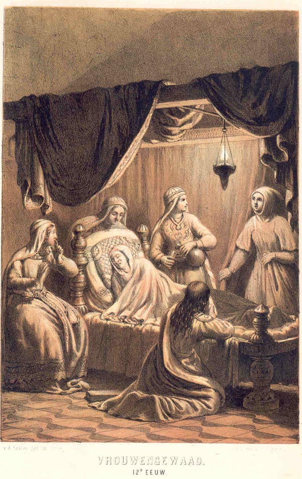 print Vrouwengewaad (12e eeuw) by v.d. Kellen
