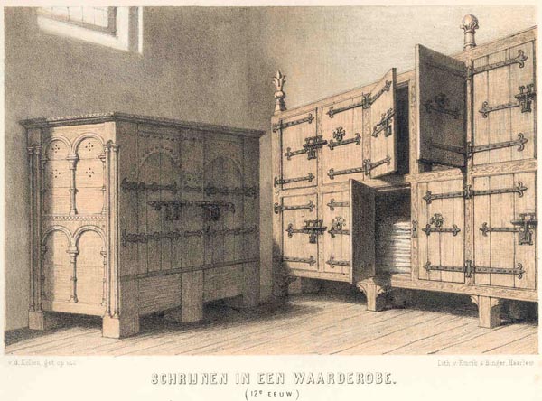 print Schrijnen in een Waarderobe (12e eeuw) by v.d. Kellen