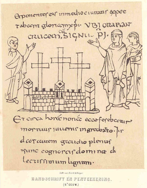 print Handschrift en penteekening (9e eeuw) by nn