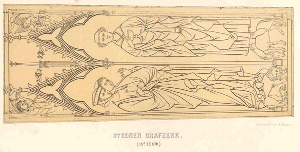 print Steenen grafzerk (13e eeuw) by nn