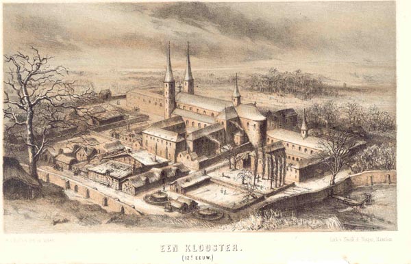 print Een Klooster (12e eeuw) by v.d. Kellen