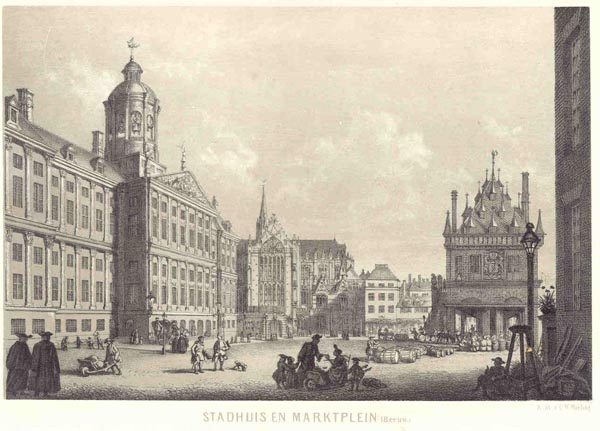 view Stadhuis en marktplein (18e eeuw) by C.W. Mieling