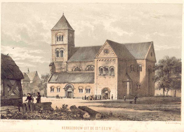 print Kerkgebouw uit de 12e eeuw by C. Springer