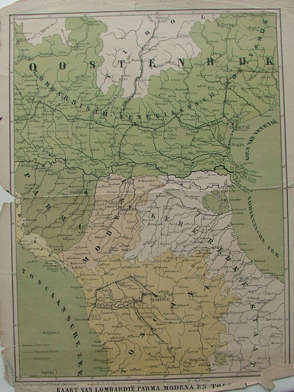 map Kaart van Lombardie, Parma, Modena en Toscana by nn