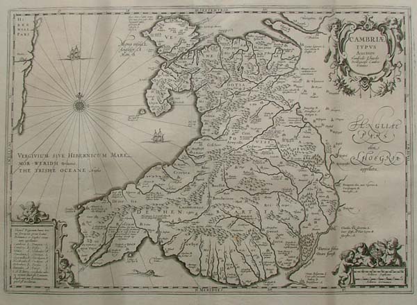 map Cambriae typus, Auctore Humfredo Lhuydo by JANSSONIUS, J. / HORNIUS