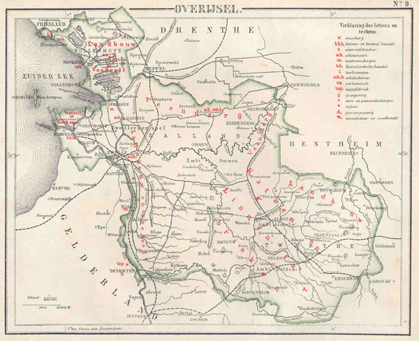 map Overijssel by N.W. Posthumus en Dr. J.M. van Bemmelen 