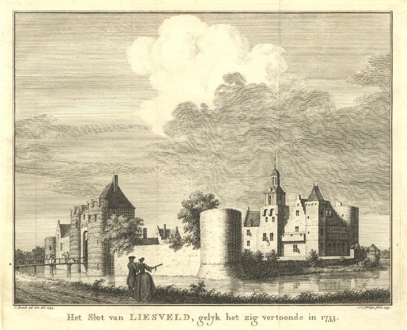 Het Slot van Liesveld, gelijk het zig vertoonde in 1733 by C. Pronk, J.C. Philips