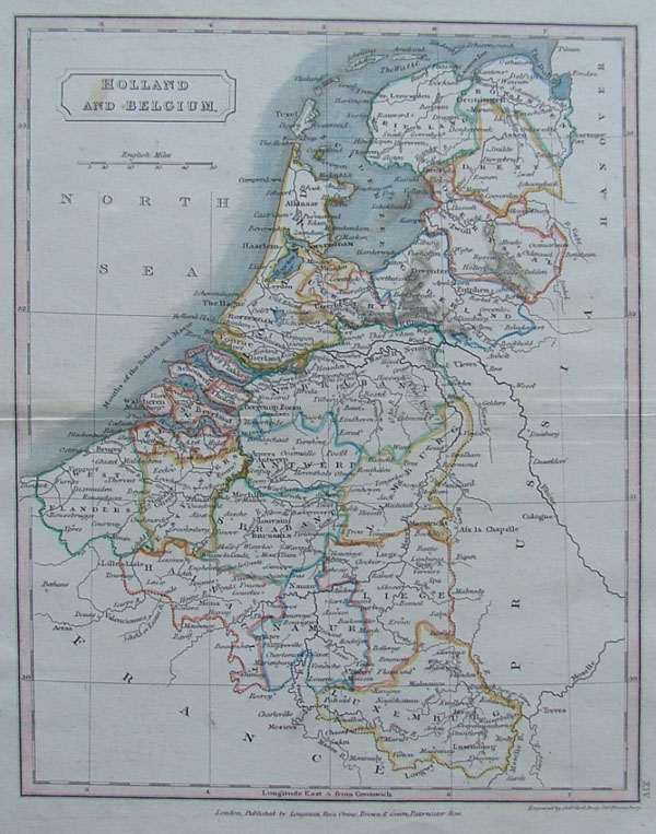 map Holland and Belgium by Hall