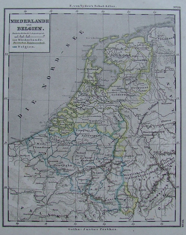map Niederlande und Belgien by Justus Perthes
