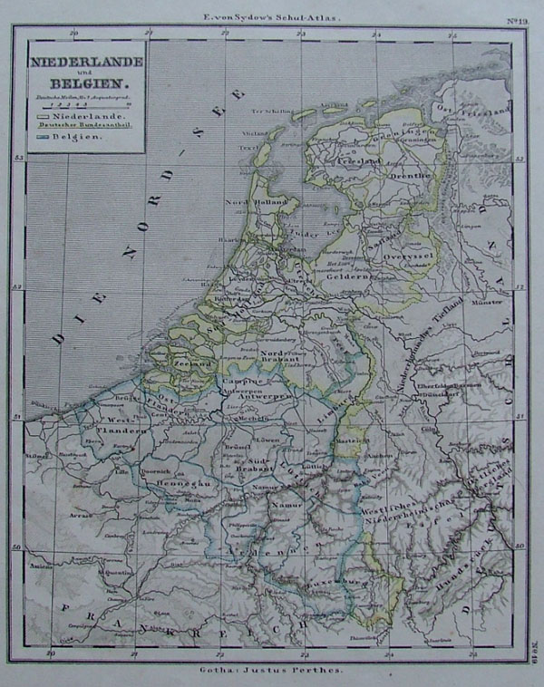 map Niederlande und Belgien by Justus Perthes