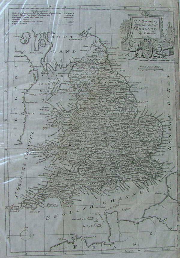 map A New and Accurate map of England  by Thomas Bowen