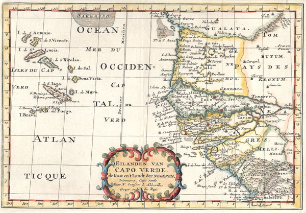 map D Eilanden van Capo Verde, de kust en t land der negeren  by N Sanson d Abbeville