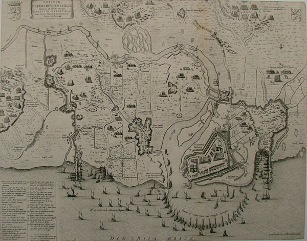 map Obsidio St. Geertruydenbergae Confecta ab Illustr. Principe Mavrito Nassovio, etc. armis ordd. Belgi by Joan Blaeu, after Bapt. Boazio