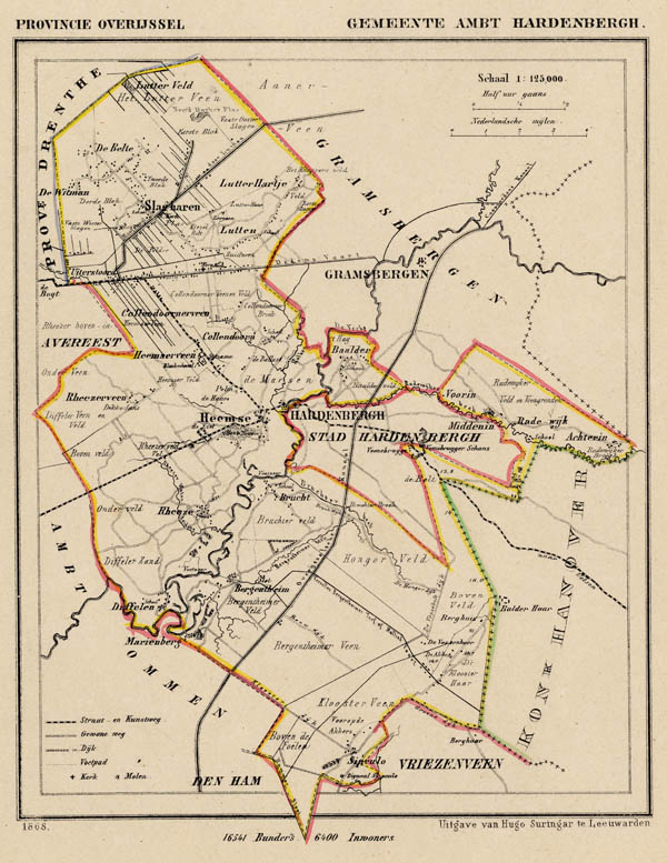 map communityplan Gemeente Hardenbergh-ambt (Ambt Hardenberg) by Jacob Kuyper (Kuijper)