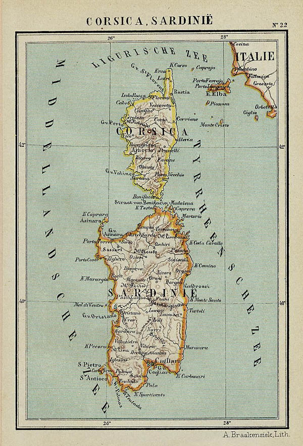 map Corsica, Sardinie by Kuyper (Kuijper)