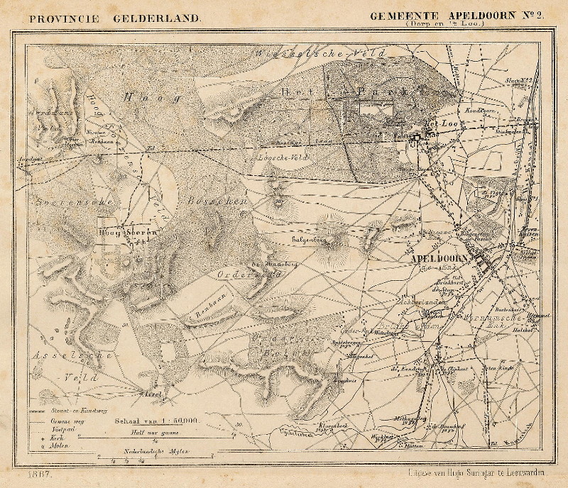 Apeldoorn (Terreinkaart van het Dorp en ´t Loo) by Kuyper (Kuijper)