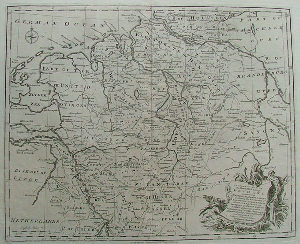 map A Correct map of the nothwest part of Germany by Emanuel Bowen