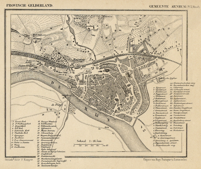 Arnhem (plattegrond der stad) by Kuyper (Kuijper)