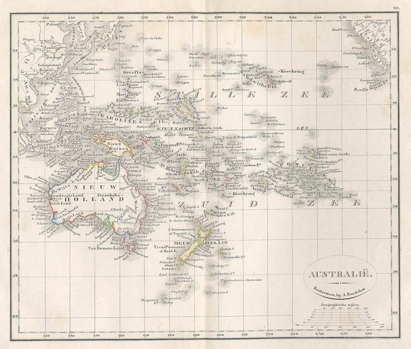 Kaart van Australië by A. Baedeker, Rotterdam